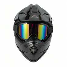 AINHFAAD Off-Road Helmet For Teenagers, Small Head Circumference, DOT/ECE Certified Off-Road Helmet With Wide Angle View, Ventilation And Breathability, Made Of ABS, Suitable For Both Men And Women, Breathable, Black Satin And Glossy Finish, B07 - Bright Black - 查看 3