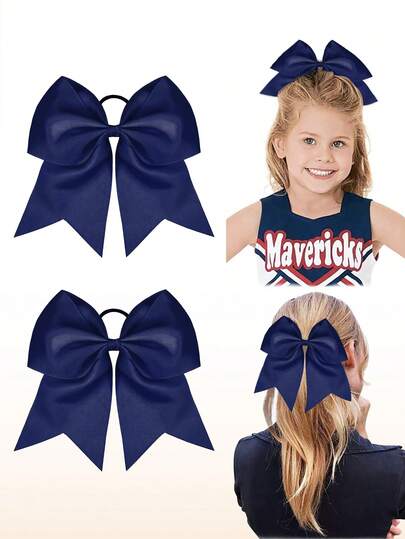 2pcs 8-Inch Cheerleader Hair Accessories, Large Cheer Bow Hair Ties, Suitable For Teenage Girls, Hair Scrunchies