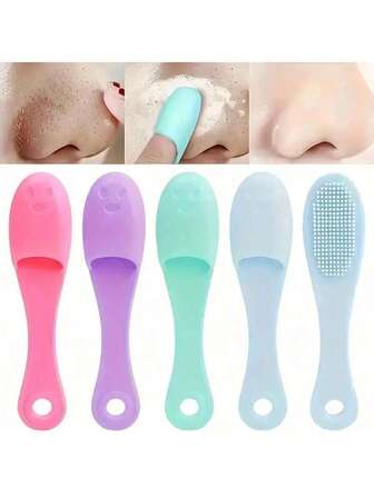 4 فرش أنف من السيليكون الناعم بشكل إصبع، تستخدم للتنظيف العميق للوجه، إزالة الرؤوس السوداء، فرشاة الأنف، فرشاة تقشير التنظيف الوجهي، أداة العناية بالبشرة