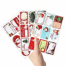 50 Sheets Festive Christmas Gift Tags - Self-Adhesive Holiday Labels With Santa, Reindeer, Snowmen & Holiday Designs, Red & White Paper Tags For Christmas Presents, Christmas Gift Tags
