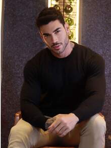 Basic Quality Men's Knitted Sweater - Black - View 1