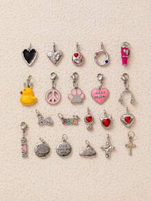 1 件不锈钢可爱猫爪心形四叶草猫头杯耳机吊坠，适合 DIY 创意项链、手链、耳环、包链、钥匙扣，镀 18K 金，防水防汗，适合日常使用，是送给妻子、母亲和女友的创意吊坠 - 彩色 - 查看 4