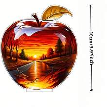 1pcs2D Flat Thickness 0.3 Cm Crystal Apple Creative Home Living Room Desktop Decoration, Colorful Acrylic Vibrant Bohemian Style, Collected Statues, Desktop Plaques, Suitable For Living Room, Bedroom, Study And Office Decoration