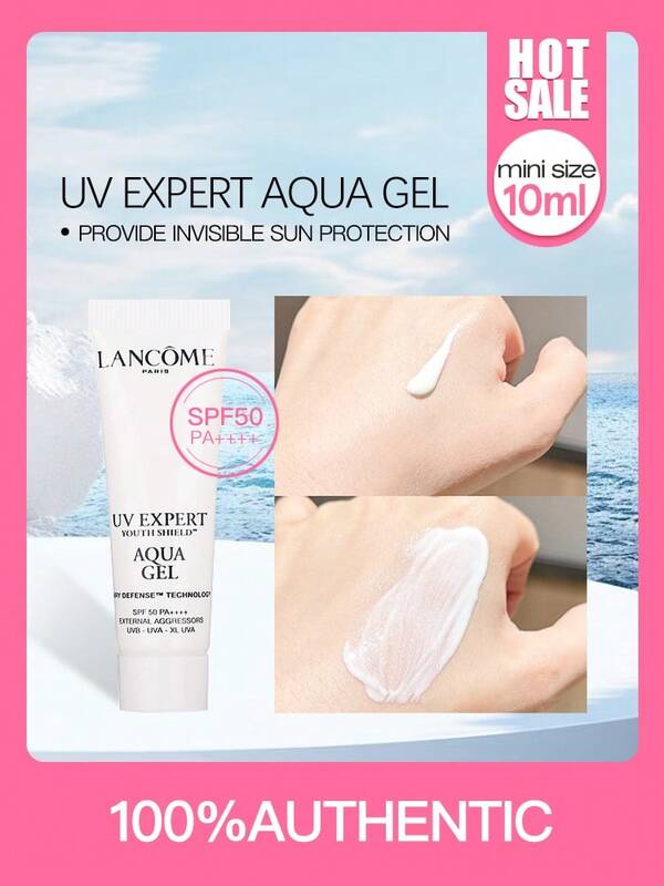 Lancôme LANCOME UV EXPERT AQUA GEL 10ml TAMAÑO MINI, FPS 50 PA++++, Proporciona protección solar invisible, Rico en antioxidantes vitamina E.