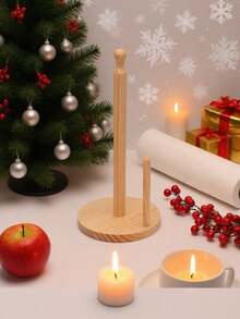 1Pc Wooden Paper Towel Holder,Kitchen Paper Towel Dispenser, Paper Towel Holder Countertop,Bamboo Paper Towel Roll Holder,Napkin Stand On The Desk,Kitchen Towel Rack,Tissue Rack For Kitchen,Dining Room,Restaurant,Plastic Wrap Holder,Table Top Items,Kitchen Storage,Organizer,Standard Roll Holder For Cabinet,Stand With Anti-Skid Base