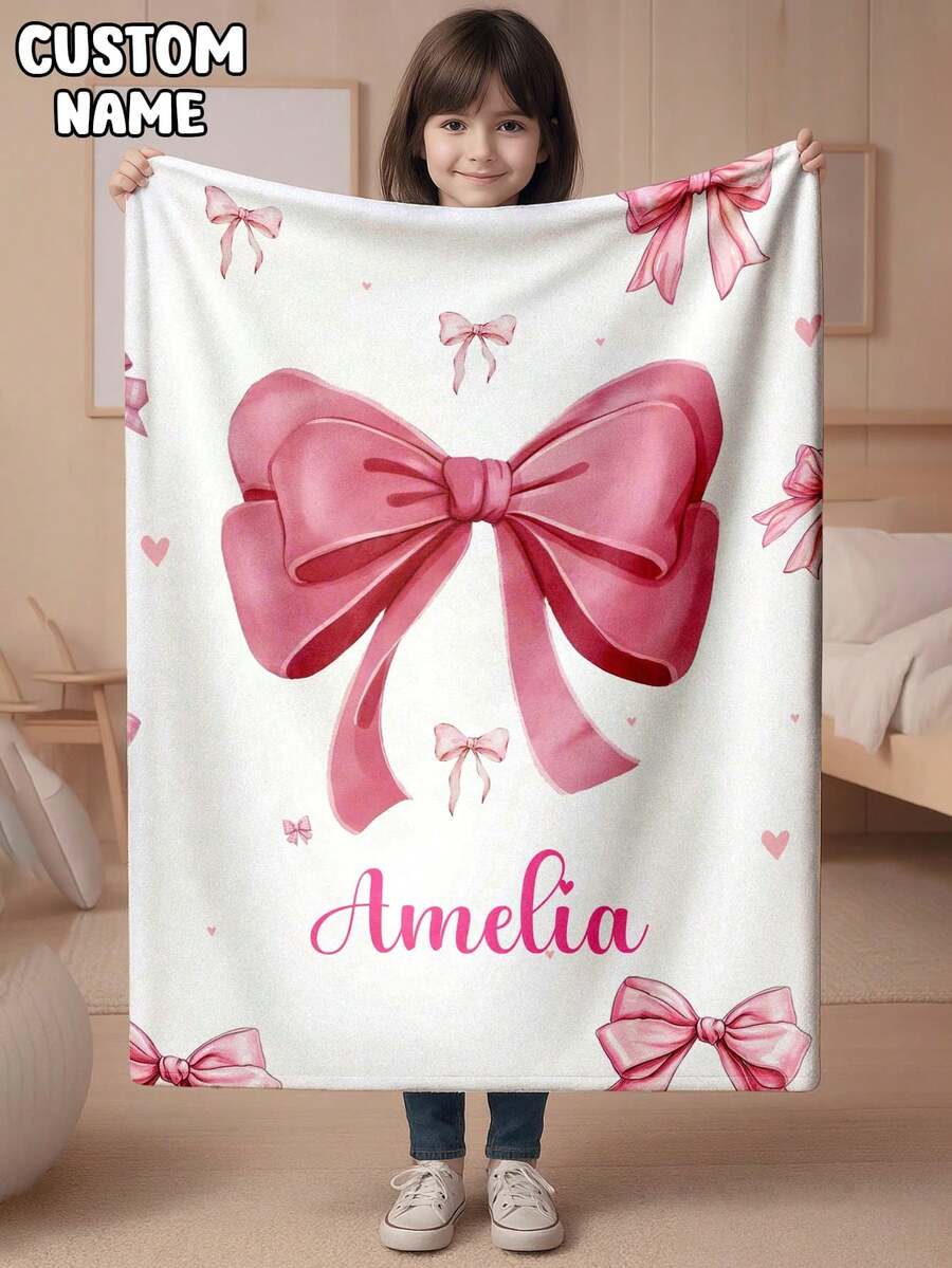 1pc Personalized Photo Blanket, Custom Text DIY Memorial Throw Blanket, Lightweight Blanket For Adults, Minky, Class Of 2026 - Multicolor - View 1