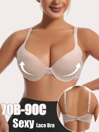 Sexy Push Up Bra Women Lace Solid Color Bras Underwire Crop Top Bralette Gathered Bras Bra Lingerie Backless Intimates Female Underwear