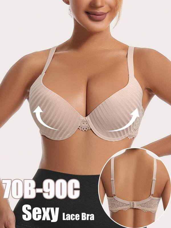 Sutiã push-up sexy feminino, renda, cor sólida, sutiã com aro, top curto, bralette, sutiã franzido, lingerie sem costas, roupa íntima feminina
