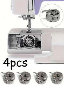 Set Of 4 Or 1 Sewing Machine Bobbin Cases - Universal Silver Grey Bobbins For Domestic Sewing Machines - Durable DIY Needlework Sewing Accessories - Silver - View 4