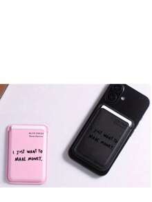 1pc Custom New Fashion Creative Premium Faux Leather Magnetic Card Holder, Compatible With IPhone - Ultra Slim Protective Design, Holds 1-3 Credit Cards Or ID, ID Card Holder Thin Wallet Magnetic Closure - Pink - View 5