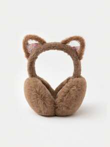 Cute Cat Ear Earmuffs For Teen Girls - Foldable Winter Ear Warmers, Sparkle Sequin Design, Solid Color, Polyester, Suitable For Ages 15+ - Multicolor - View 8