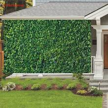 Tela decorativa colgante impresa con fondo de hierba verde plana 2D, telones de fondo para fiestas