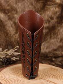 2 PC PU Leather Gauntlet Wristband Viking Leather Arm Guard Medieval Armor Bracers Leather Armband Wrist Guards Halloween Cosplay Props