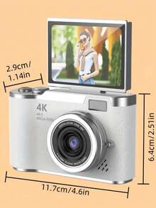 Upgraded 4K HD Vlog Camera With 16x Digital Zoom And Image Stabilization, 1080P Full HD Video Recording, 96MP 1.4x Optical Zoom And 2.4" IPS Screen, Portable CCD Camera With Autofocus For  Vlogging, Travel, Vlogging, And Blogging (Pink, White), Professional Photography And Video Recording Vlog Starter Kit - Perfect Gift For Thanksgiving And Christmas, Best Choice - 粉色 - 查看 2