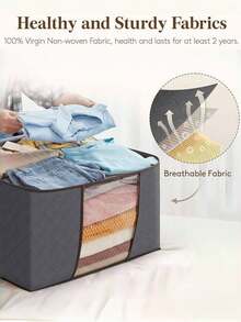 Large Foldable Clothes & Blanket Storage Bags With Clear Window And Reinforced Handles, Dust & Insect Proof For Closet Organization. - Grey - View 5