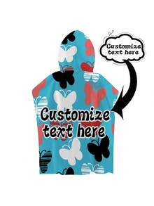 1pc Customizable Cartoon Pattern Hooded Cloak Towel, Cute & Personalized Super Soft Microfiber, Quick Dry & Absorbent, Suitable For Swimming, Travel, Beach Bathroom Decor Fall Decor Beach Essentials Back To School Shower Towels For Beaty Salon, Hotel Sports,Home Essentials, Towel, Skin Care