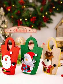 1PC Christmas Candy Bag With Festival Cartoon Design - Santa Claus Handbag, Festival Candy And Apple Bag Supplies, Portable Women's Festival Shopping Bag, Party Gifts For Festival Party Decoration, Perfect Christmas Gift Bag Christmas Decorations Winter Room Decor