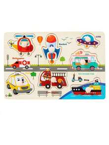 1Pc Wooden Shape Puzzle Toy, Fine Motor Color Matching Sorting Board, Early Learning Educational Activity Toy Gift For Preschool Toddler Baby 3 4 5 Year Old - Multicolor - View 16