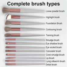 Luxury 13pcs Professional Makeup Brush Set Ergonomic Grip For Foundation, Eyeshadow, Blending, Hypoallergenic Travel Friendly Angled, Powder Brushes For Flawless Finish, With Storage Bag - Màu Hồng Tươi - Xem 5