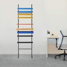 17-Tier Wall Mounted Blueprint Storage Rack For Organizing Drawings And Posters, Durable Iron Construction With Tilted Rods For Easy Access And Modern Aesthetic - Black - View 5