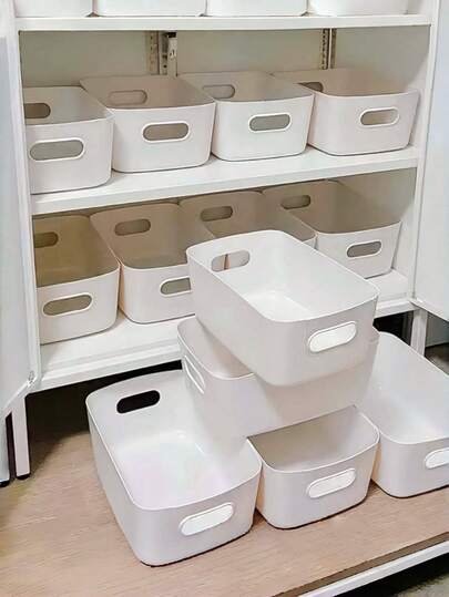 6/3 piezas Cajas de almacenamiento blancas, Cajas de almacenamiento de escritorio, Cajas de almacenamiento de cosméticos para el hogar, Cajas de almacenamiento de artículos varios para baño, cocina y dormitorio, Cajas de almacenamiento de alimentos para refrigerador de cocina, Cajas de almacenamiento de bolígrafos para el aula, Regalo de Navidad