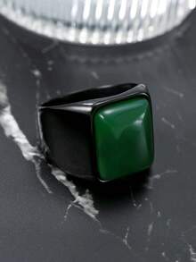 黑色粗戒指男士虎眼石戒指不锈钢铸造深色哥特式戒指朋克天然石首饰摇滚戒指日常佩戴男友礼物开业季礼物 - 虎眼石戒指 - 查看 9