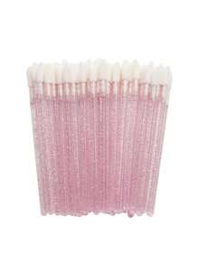 100 件/50 件专业唇刷和睫毛刷 - 高品质一次性闪亮水晶睫毛，超精细微型刷，用于精确睫毛延长涂抹器和温和的化妆清洁剂 - 美容化妆工具