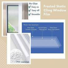 Película de Privacidad para Ventanas (45x400CM), Película Decorativa para Vidrio, Película de Vidrio Esmerilado, Privacidad de Vinilo para Ventanas, Adhesivo Estático Sin Pegamento, Resistente a los Rayos UV - 1 - Ver 7