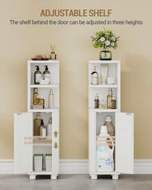 HaluPeit Bathroom Cabinet, Corner Cabinet, Toilet Cabinet With Adjustable Shelves, 2 Side Doors, Narrow Bathroom Shelf, Easy Assembly, 20 X 20 X 79 Cm, White - trắng - Xem 6