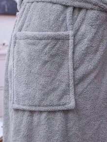 1 件套带袖浴袍，披肩领，长袍，纯色，珊瑚绒，柔软，吸水，适用于家庭、酒店、泳池、休息室、个人使用、礼物浴袍女士淋浴情侣睡衣睡袍女士家居服连帽男士冬季加厚长法兰绒套装易于清洗 - 白色 - 查看 5