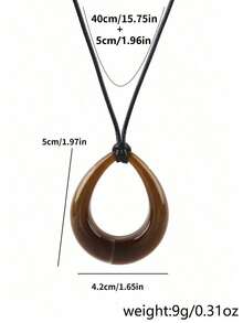 1pc Water Drop Shaped Acrylic Pendant With Leather Cord Necklace - Multicolor 2 - View 8