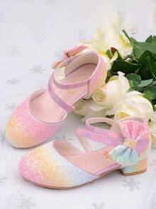 Girls' Leather Shoes, New Fashion Korean Style High Heel Colorful Glitter Princess Shoes