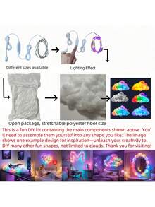 3D Thunder Cloud Night Light With Music Sync Mode - Smart RGB LED Strip DIY Kits, USB Powered Wall/Ceiling Mount, Suitable For Bedroom, Game Room And Party Decoration, Color Changing Ambient Lighting, Smooth Curve Design ﻿(Clouds Need To Be Shaped By Oneself, Or They Can Be Shaped According To One's Own Ideas) - Multicolor - View 6
