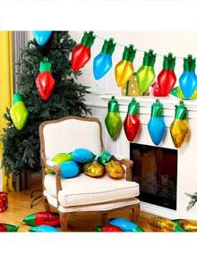 10pcs/5pcs/Set Christmas Bulb Pattern Decorative Balloons, Perfect Christmas Decorations, Suitable For Birthday Party Balloons, Holiday Party Room Decorations, Mother's Day, Valentine's Day Outdoor Event Planning Decorations,