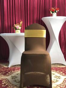 50 Pcs Foil Print Fabric Metallic Gold Stretch Chair Covers Sashes, Elastic Bands, Lycra Chair Bows, Spandex Ribbon – Featuring Durable Workmanship. These Spandex Fitted Bows Are Ideal For Wedding, Birthday, Graduation, Christmas, Bridal Shower, Party, Meeting, And Engagement Table Cloth Backdrops, Carpets, And Flower Decoration. - 金的 - 查看 5