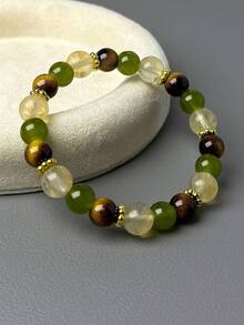 Menopause Balancing Beaded Bracelet With 8mm Natural Tiger Eye & Handcrafted Crystal Beads