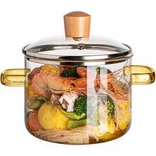 Glass Pots For Cooking 1.5L(50oz) Clear Pot With Lid For Stove Top Glass Saucepan For Noodle, Soup, Milk - 無色 - 查看 1