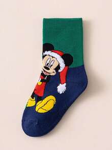 Disney 5双装圣诞儿童袜子，米奇老鼠新年礼物袜，卡通圣诞新年动画袜子，男女童款，新奇有趣的卡通人物袜子，儿童家居袜 - 彩色 - 查看 9