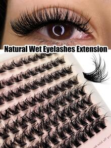 Rikuaild 96pcs D-Curl Hydrating Natural False Eyelashes, 10-16mm Mixed Length, DIY Fluffy Soft Clustered Crossed Lengthening Lashes, Create Natural Makeup Look, Moisturizing Lashes - D - View 1