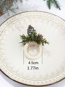 3Pcs Christmas Napkin Rings ,Realistic Pine Needles, Red Berries And Pinecone Accents, Elegant Xmas Table Setting Accessories, Decoration For Christmas Party,Dinner - Multicolor - View 12