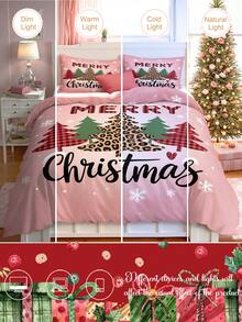 3pcs Leopard Print Christmas Decoration Digital Print Duvet Set Set (1 Piece Duvet Cover 2 Pieces Pillowcase Without Core) Polyester Fiber Super Soft Skin-Friendly Bedding Set Christmas Decorations Suitable For Various Bed Sizes Ideal For Gifting - Multicolor - View 7