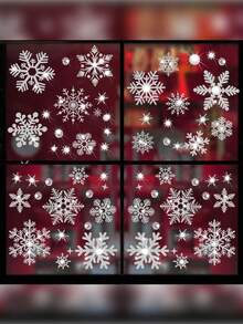 1 pieza de 29 pegatinas de copos de nieve, pegatina de cristal estática de copos de nieve blancos - para fiesta de vacaciones, regalo, tarjeta, bolsa, pegatina DIY de copos de nieve de invierno; pegatina de ventana de copos de nieve navideños; decoraciones navideñas; decoración de fondo de puerta de invierno; pegatina de cristal estática de copos de nieve blancos; decoraciones navideñas