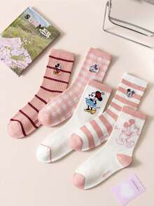 Disney 5/1 Pair Authentic Mickey Mouse New Year Gift Socks, Cartoon Christmas New Year Animation Socks For Women, Novelty Interesting Socks, Socks - Multicolor - View 2