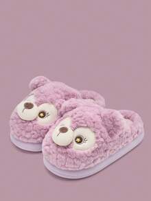 Cómodas pantuflas de peluche de oso, suela gruesa antideslizante, pantuflas cálidas para interiores para niñas, otoño/invierno