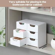 1 件迷你桌面收纳盒，带 3 个隔层，珠宝口红抽屉化妆品收纳盒，简易 3 层抽屉收纳盒，桌面收纳盒 - 彩色 - 查看 2