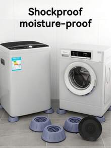 1/4pcs Anti-Vibration Washing Machine Pads - Non-Slip, Shock-Absorbing & Noise-Reducing Mats For Washing Machine And Dryer, Support Mats For Washing Machine And Dryer, Protective Mats For Washing Machine And Dryer, Rubber Anti-Shock Feet, Quiet Non-Slip Mats, Washing Machine Stand Shock Absorbers, Furniture Stands, Moisture-Proof Bases, Shock-Absorbing Stands For Refrigerator And Washer, Great Halloween And Christmas Gifts