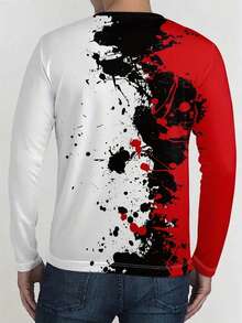 男士扎染印花长袖 T 恤和抽绳腰长裤 2 件套休闲西装套装，春夏秋装 - 彩色 - 查看 4