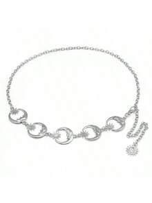 1 件时尚优雅向日葵锌合金腰链，适合女性在秋季、万圣节等场合佩戴，也适合上学、秋季或万圣节穿着。