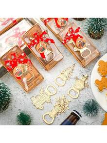 4 Conjunto de Abridor de Garrafas de Natal - Designs Natalinos (Árvore, Boneco de Neve, Floco de Neve, Carro de Presente) - Decorações Natalinas de Metal Durável e Acessórios de Bar Práticos para Casa, Festas e Presentes - Sem Necessidade de Eletricidade, Suprimentos para Festa, Essencial para Bar em Casa, Abridor de Garrafas de Alta Qualidade, Construção Resistente, Utensílios de Cozinha, Organizadores de Festa, Decorações de Natal