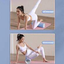 Set de 3 piezas Masajeador de piernas con 9 ruedas, rodillo para aliviar los músculos, desbloquear meridianos, amasar y relajar, equipo de fitness, columna de yoga de espuma, rodillo de fitness, rodillo de yoga, equipo de masaje, rodillo de masaje de fitness, eje hueco de EVA, eje de espuma de fitness, equipo de adelgazamiento de piernas de yoga, equipo de pérdida de peso